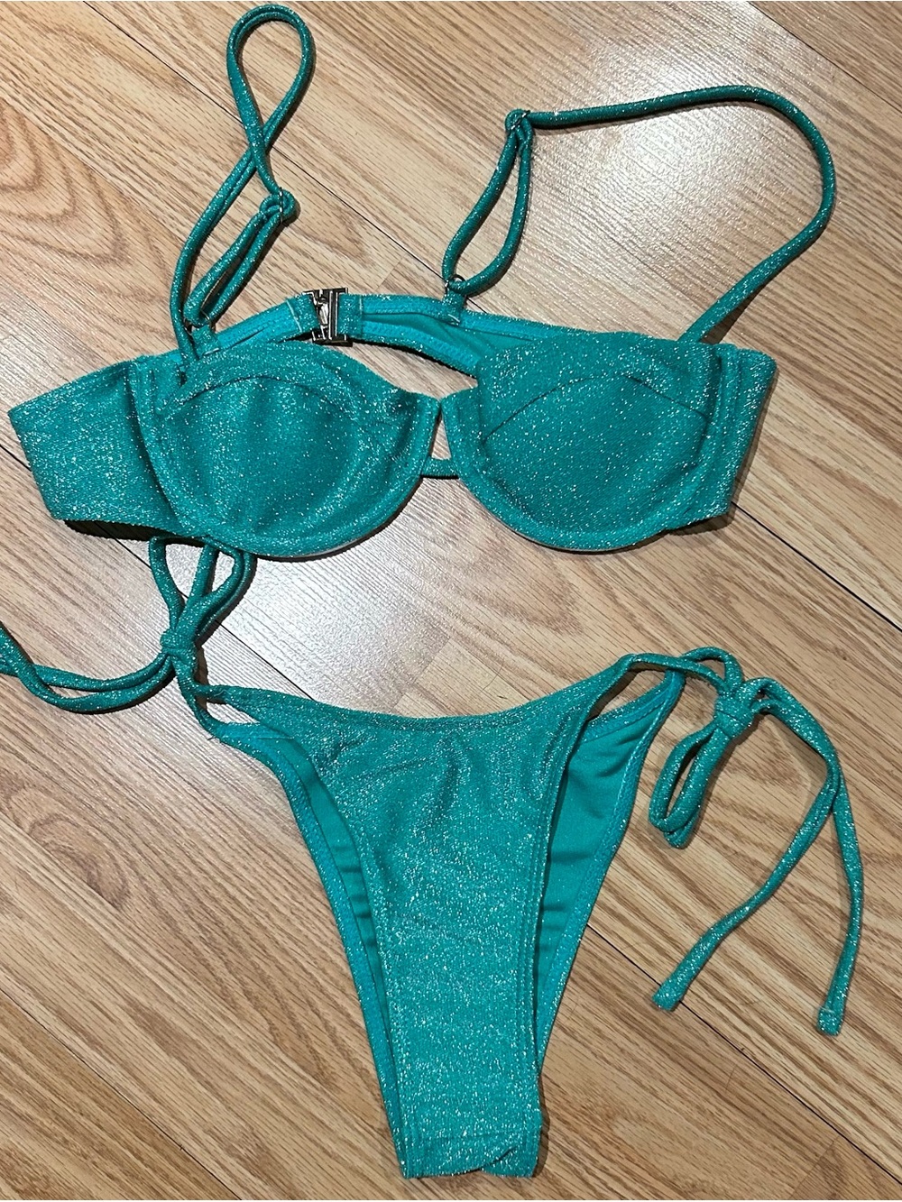 Shimmery Teal Two-Piece Bikini Set small